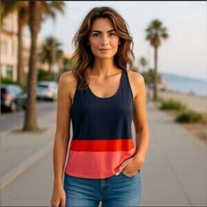 Ann‎ Taylor color block racer back tank top S